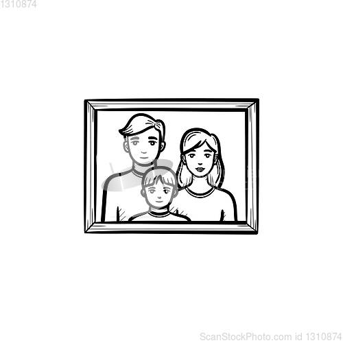 Image of Family photo frame hand drawn sketch icon.