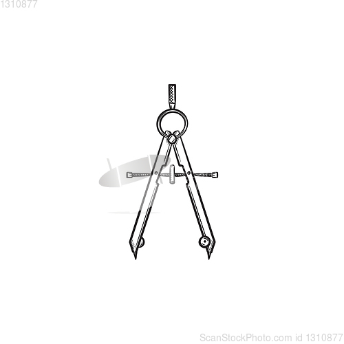 Image of Technical compass hand drawn sketch icon.