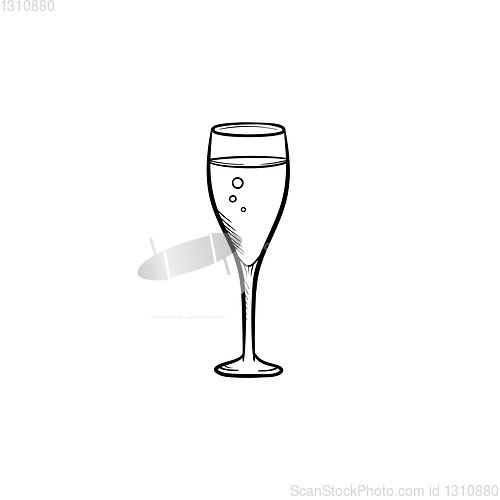 Image of Champagne glass hand drawn sketch icon.