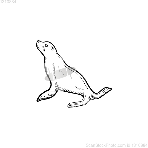 Image of Fur seal hand drawn sketch icon.