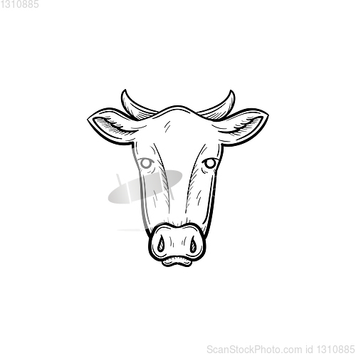 Image of Cow head hand drawn sketch icon.