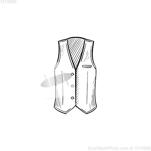 Image of Waistcoat hand drawn sketch icon.