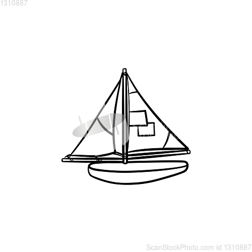 Image of Toy model of a ship hand drawn outline doodle icon.