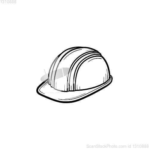 Image of Hard hat hand drawn sketch icon.