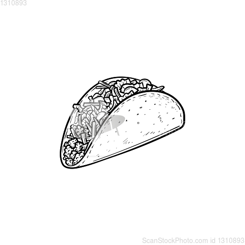 Image of Taco hand drawn sketch icon.