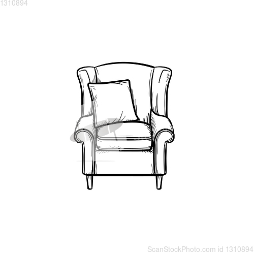Image of Armchair hand drawn sketch icon.