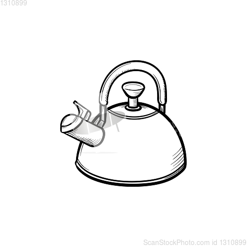 Image of Kitchen kettle hand drawn sketch icon.