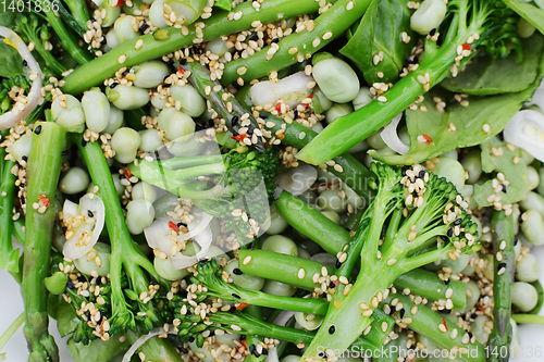 Image of Spring salad of fresh broccolini and beans