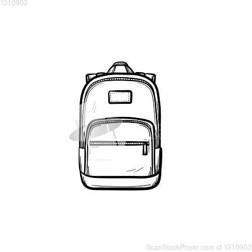 Image of Backpack hand drawn sketch icon.