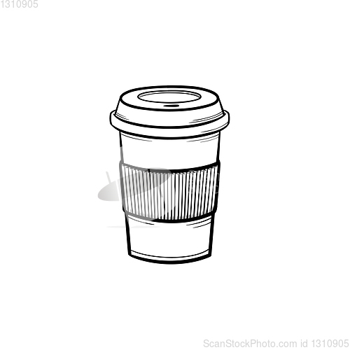 Image of Plastic cup of chocolate coffee hand drawn icon.