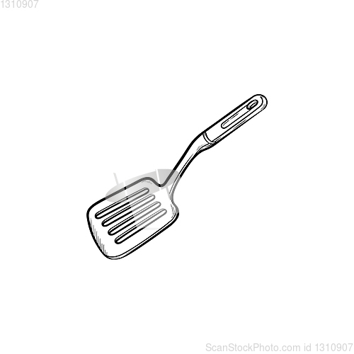 Image of Kitchen spatula hand drawn sketch icon.