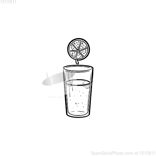 Image of Glass of juice hand drawn sketch icon.