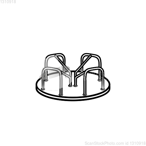 Image of Playground roundabout hand drawn outline doodle icon.