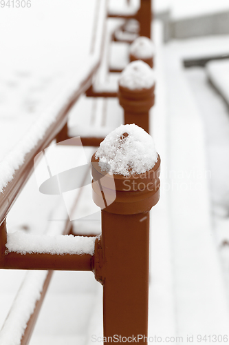 Image of Metal railing, winter