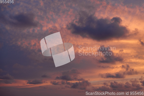 Image of sky with clouds on sunset