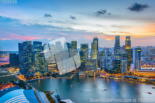 Image of Skyline Singapore Downtown at night
