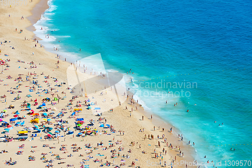 Image of People at beach. Aerial view