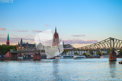 Image of Frankfurt Cathedral cityscape river bridge