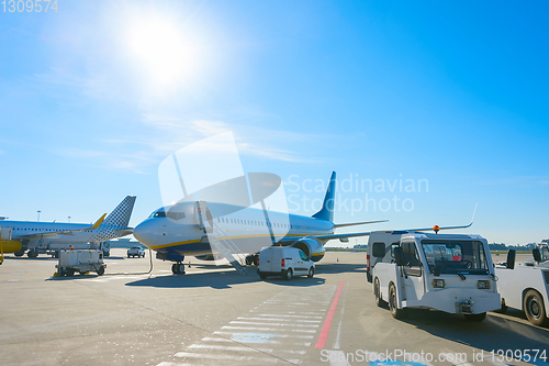 Image of Airplane getting ready flight airport