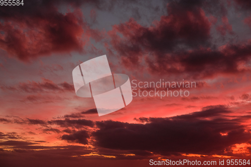 Image of sky with clouds on sunset