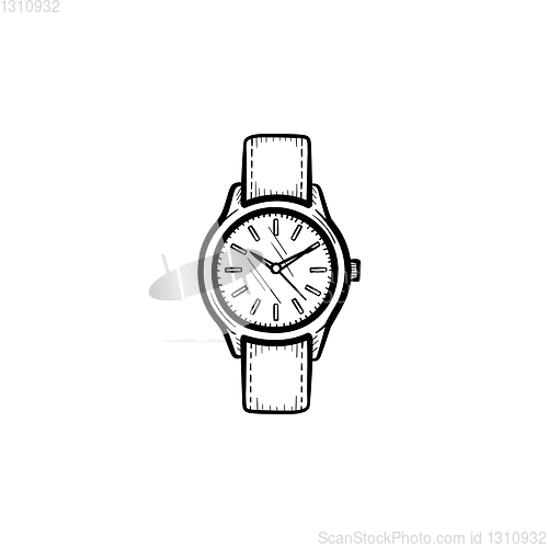 Image of Wrist watch hand drawn sketch icon.