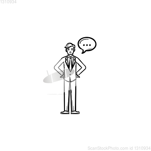 Image of Talking person hand drawn sketch icon.