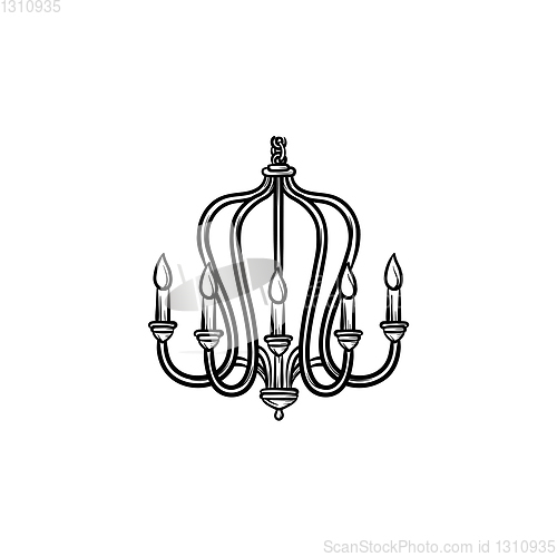 Image of Chandelier hand drawn sketch icon.