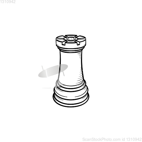 Image of Chess figure hand drawn sketch icon.