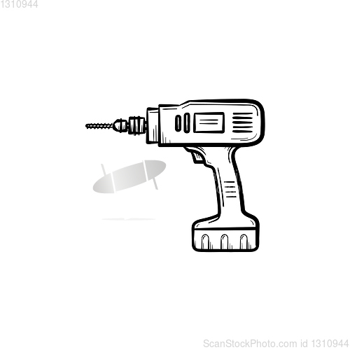 Image of Hammer drill hand drawn sketch icon.