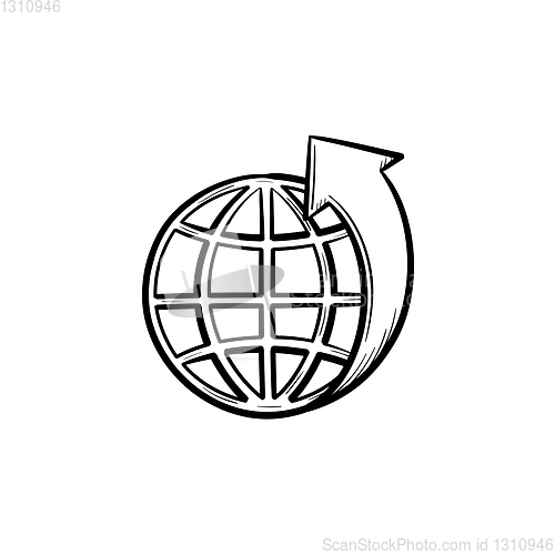 Image of Globe with latitudes hand drawn sketch icon.