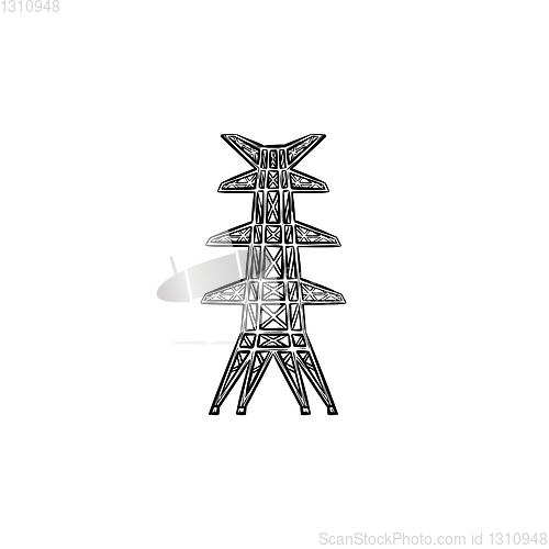 Image of Electric tower hand drawn sketch icon.