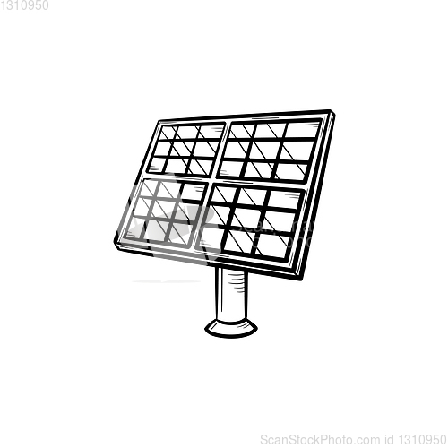 Image of Solar panel hand drawn sketch icon.