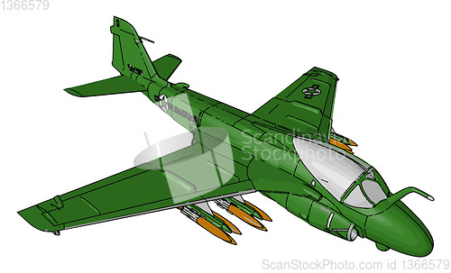 Image of A fighter aircraft loaded with missile vector or color illustrat