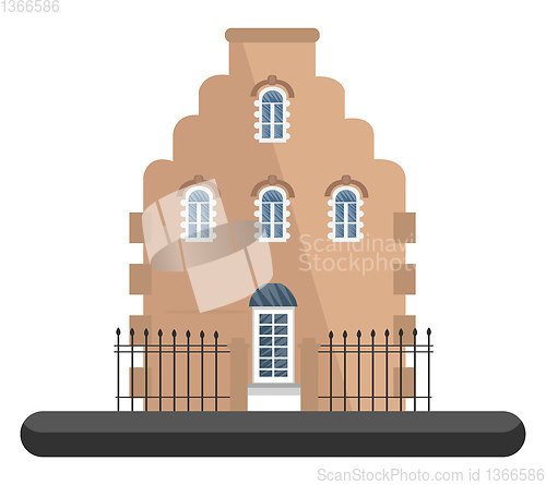 Image of Cartoon light yellow building vector illustartion on white backg