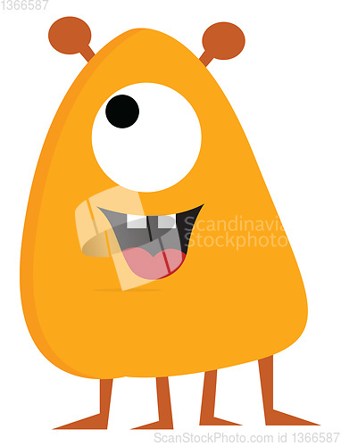 Image of Yellow and orange monster with four legs and one eye illustratio