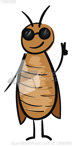 Image of Cockroach character with sunglasses vector illustration on white