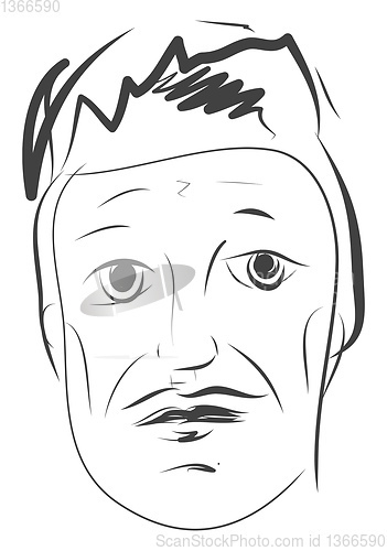 Image of Simple black and white sketch of a man vector illustration on wh