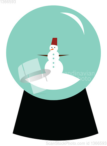 Image of Snow globe with snowman vector or color illustration