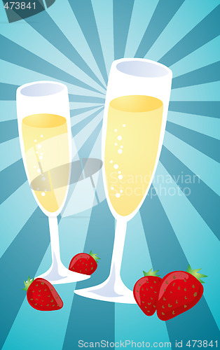 Image of Champagne and strawberries illustration