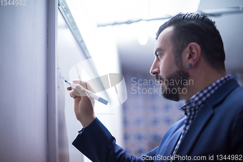 Image of successful businessman giving presentations at conference room