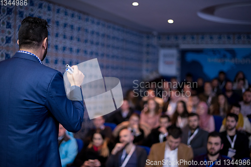 Image of successful businessman giving presentations at conference room