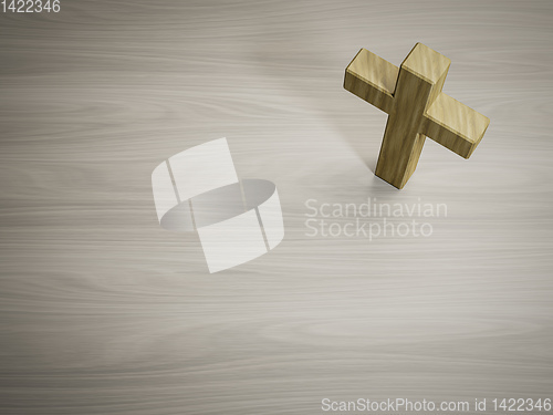 Image of bright wooden cross symbol with space for text