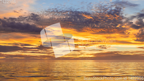 Image of sunset sky at the ocean background