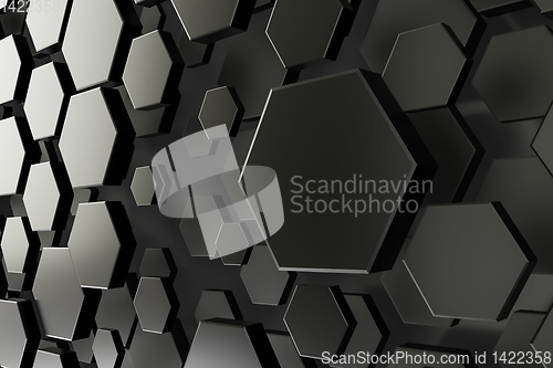 Image of black and white hexagon background