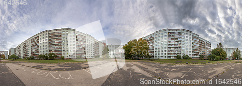 Image of Soviet time apartment blocks district 360 degree panorama