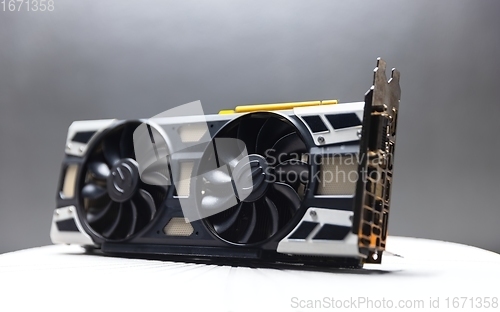 Image of Graphics card agains dark background