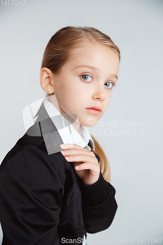 Image of Girl preparing for school after a long summer break. Back to school.