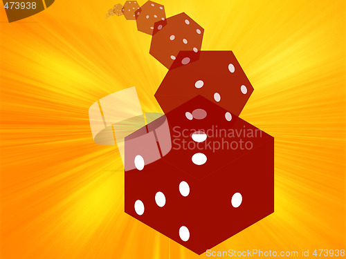 Image of Rolling red dice illustration