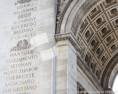 Image of Inscriptions on south pillar of the Arc de Triomphe 