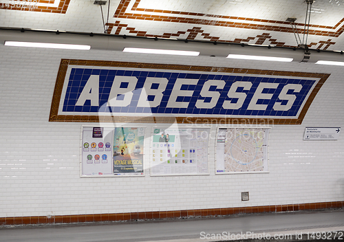 Image of Tiled wall of Abbesses metro station in Paris